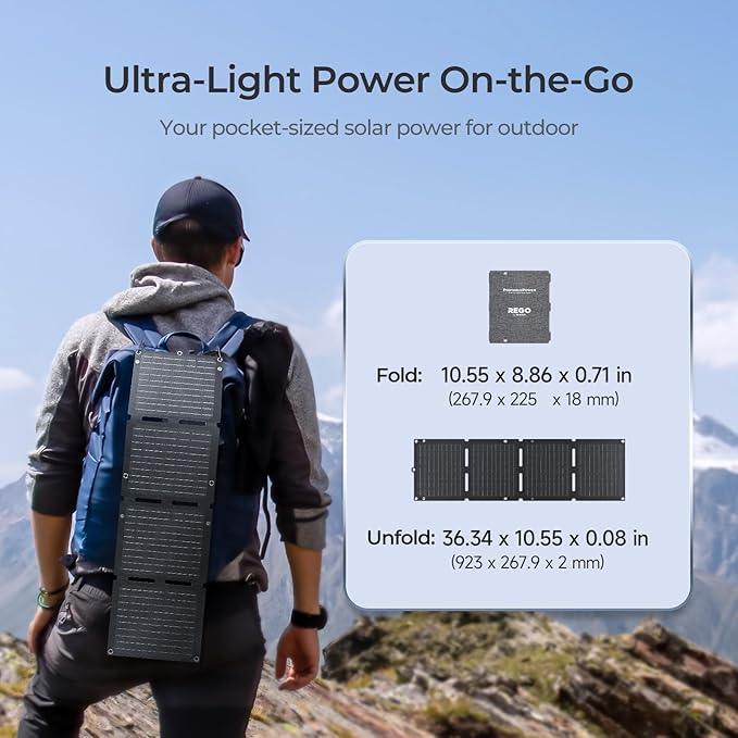 Renogy Solar Panels, 30W Portable Solar Panel Charger, Fast Charging for iPhone, iPad, Tablets, Laptop, Power Bank, with USB-C USB-A DC Ports, IP67 for Camping, Hiking, Backpacking, Outdoor