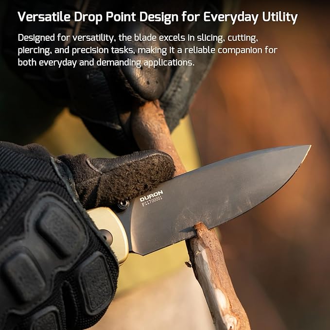 OKNIFE Duron Folding Pocket Knife, 3.5" PVD Coated Nitro-V Steel Blade, Frame Lock Lightweight O-Aluminum Ambidextrous Handle with Clip, Ideal EDC Tool for Outdoor, Camping & Survival (Olive Green)