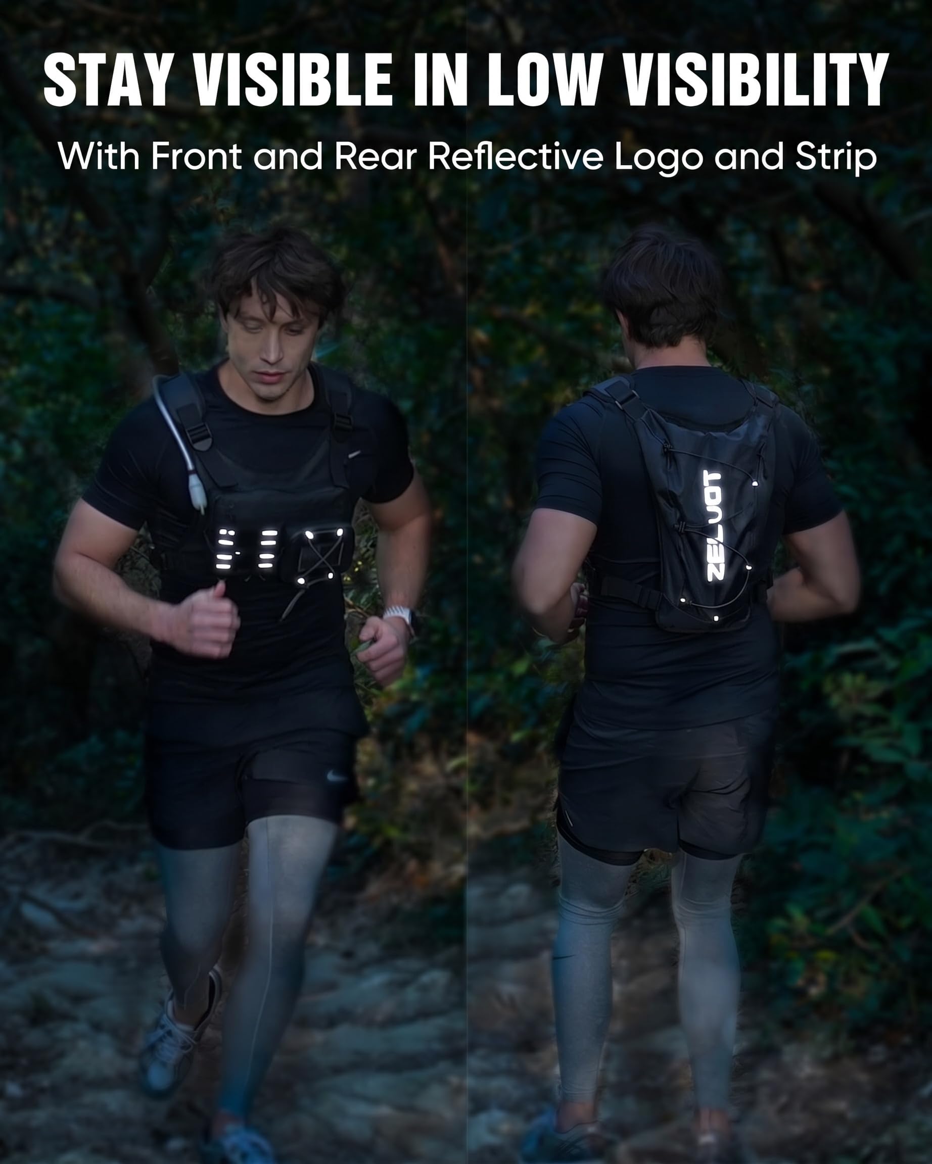 Zelvot Running Vest with 2L Water Bladder, Hydration Backpack, U.S. Design Patent, Lightweight