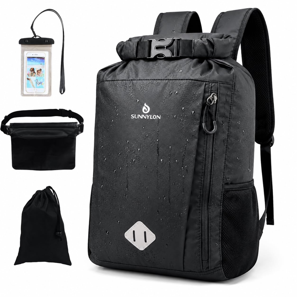 Sunnylon Dry Bag Backpack, 20L Dry Bag Waterproof with Waist Pouch and Phone Case,Roll top Dry bag