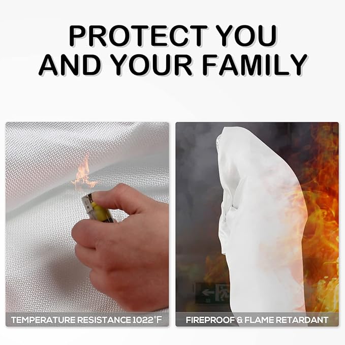FLASLD 4 Pack Fire Blanket for Home and Kitchen, 40x40 Inch Fiberglass Fire Blankets Emergency for People, Fire Suppression Blankets for School Fireplace Grill Car Office Garage Welding Warehouse