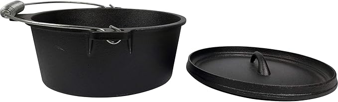 Pre-Seasoned Cast Iron Camp Dutch Oven, 4.1 qt, including Lid Lifter, Lid Stand and Silicone Handle Holders