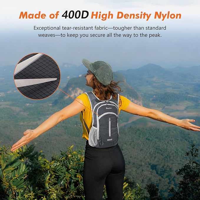 Seektop Small Hiking Backpack 12L to 15L Expandable Travel Packable Waterproof Daypack Lightweight Hiking Bag for Women Men