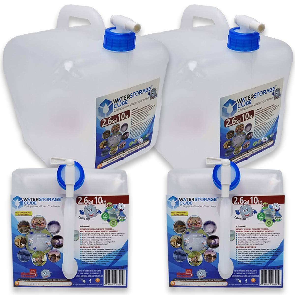WaterStorageCube Collapsible Camping Water Container with Spigot, BPA Free