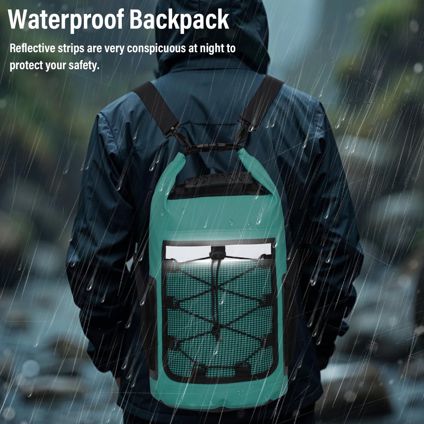 Dry Bag, 25L Roll Top Waterproof Backpack for Kayaking, Boating, Lake Blue
