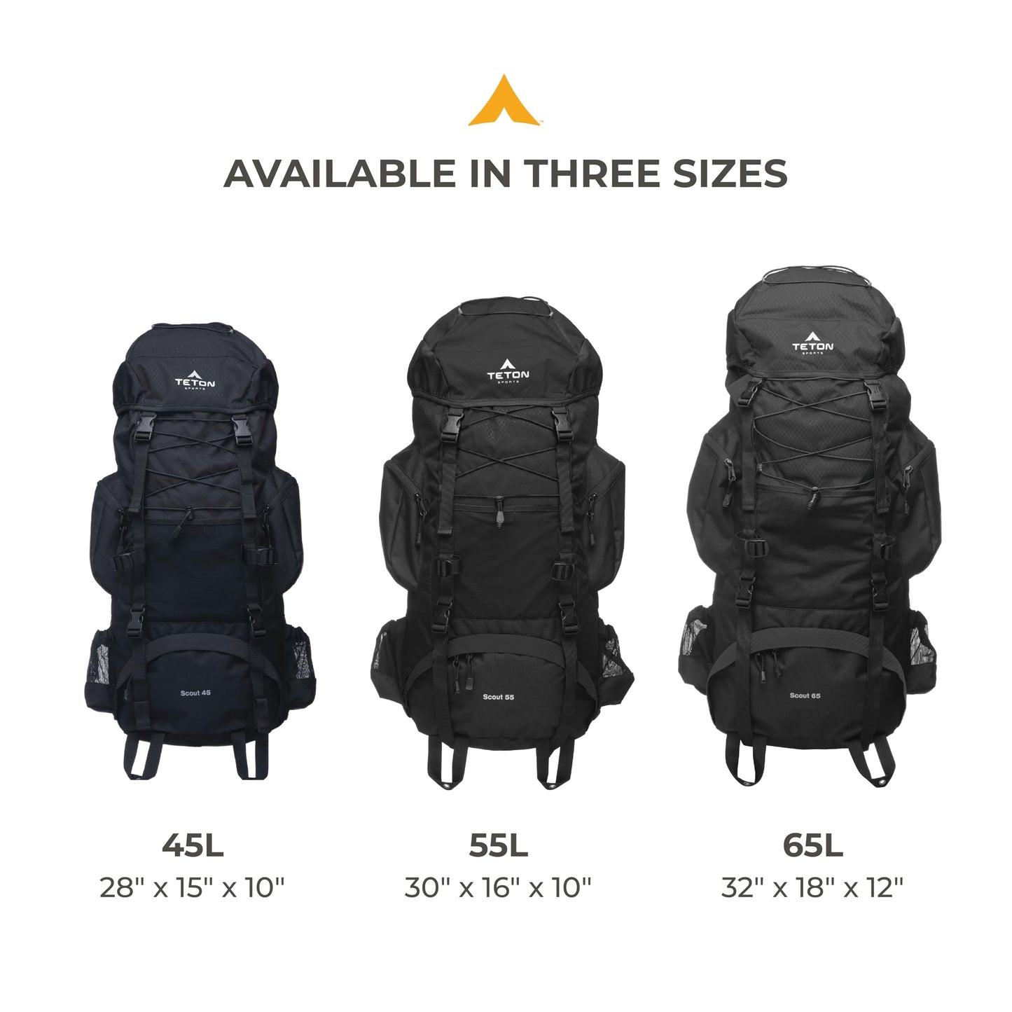 Teton 55L Scout Internal Frame Backpack for Hiking, Camping, Backpacking, Travel, Rain Cover