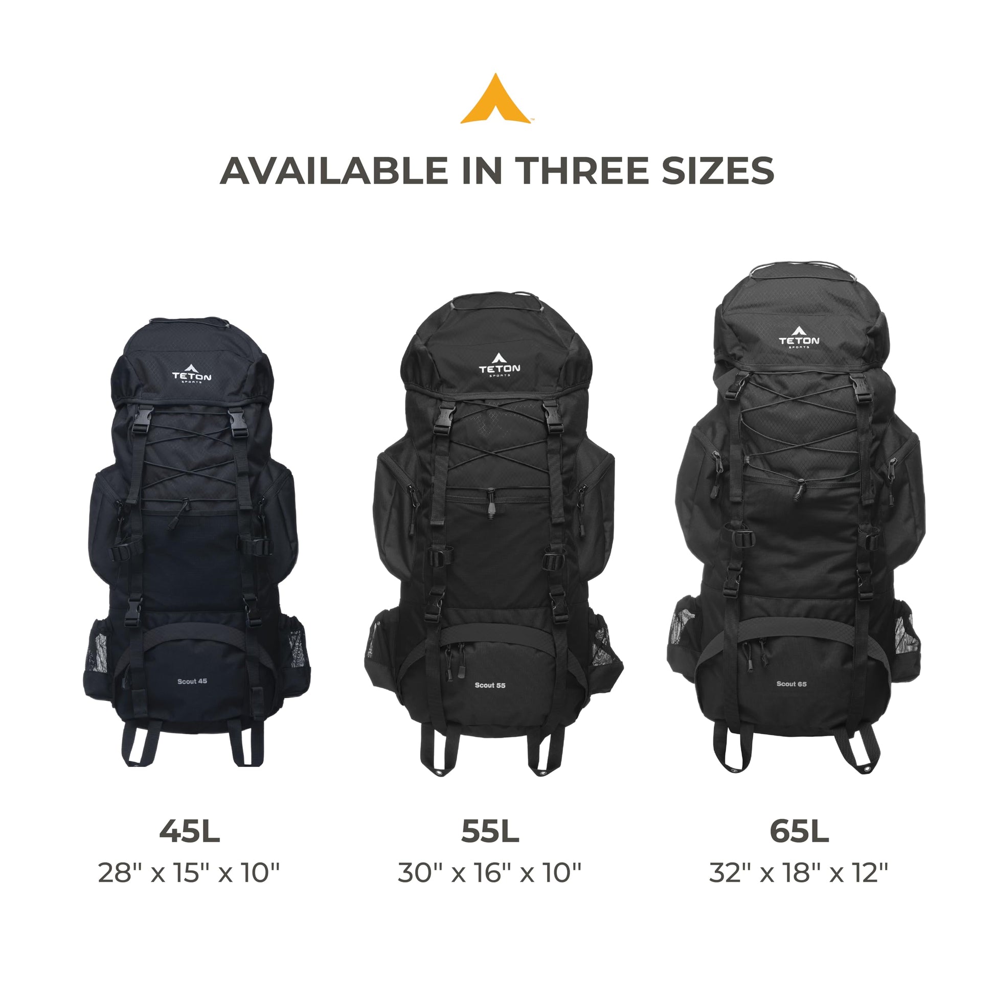 Teton 55L Scout Internal Frame Backpack for Hiking, Camping, Backpacking, Travel, Rain Cover
