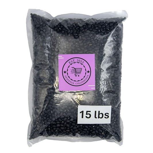 15 Lbs Dried Black Beans Bulk - Frijoles Negros Ideal for New Dishes - Frijoles Negros Bulk Grown in USA - Triple Cleaned Bulk Black Beans in a Bag- Despensa Colombiana