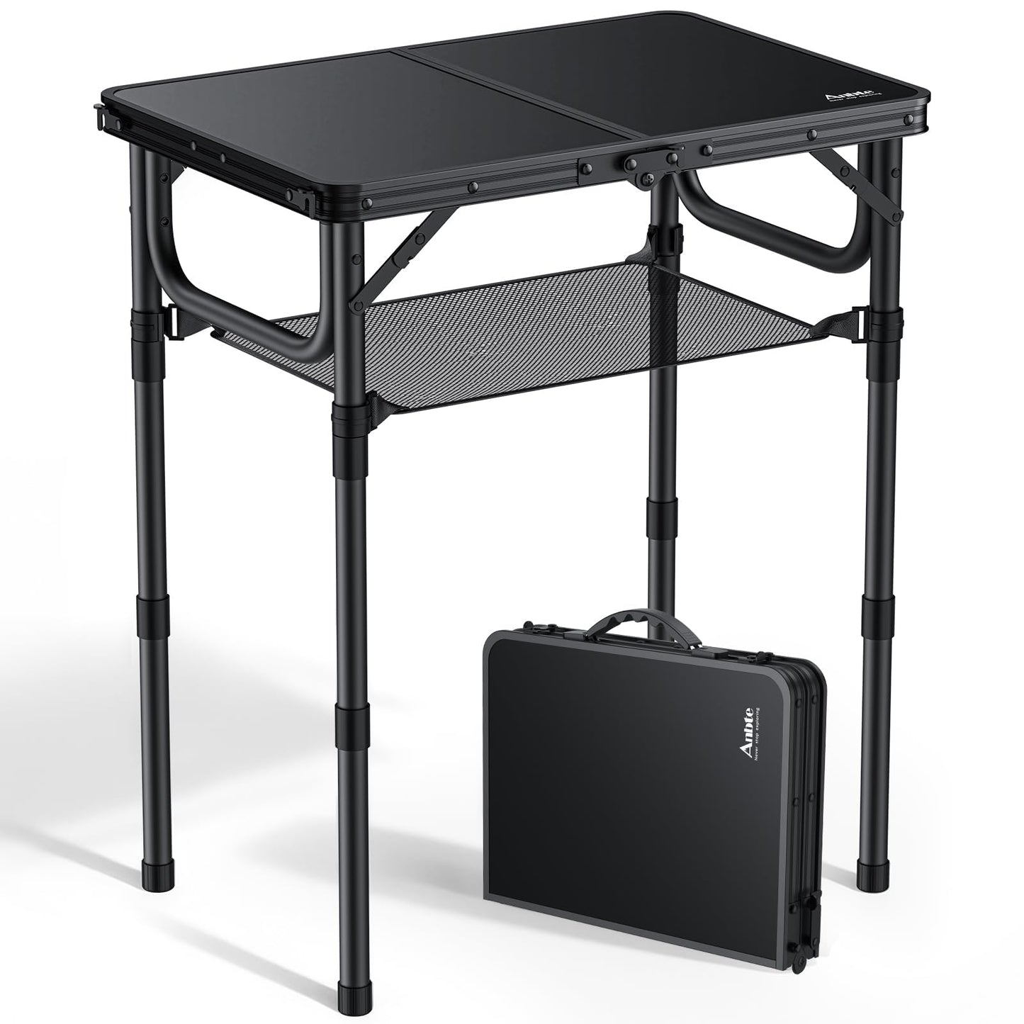 Anbte Folding Camping Table, 24"X 16" Adjustable Height Small Folding Table