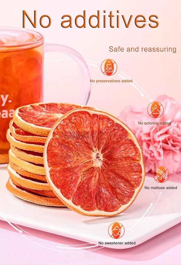 AFKCCPD Dried Grapefruit Slices, 7oz/200g Dehydrated fruit for cocktails Garnishes for Drinks, Natural No sugar added Dried Citrus Slices -Candle/Soap/Vase Fillers/Christmas Garland Indoor