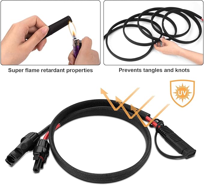 iGreely Solar Panel Connector Cable, 10AWG SAE to Male & Female Adapter PV Extension Cable Wire for RV Solar Panel DC Power Battery Charger with SAE Polarity Reverse Adapter