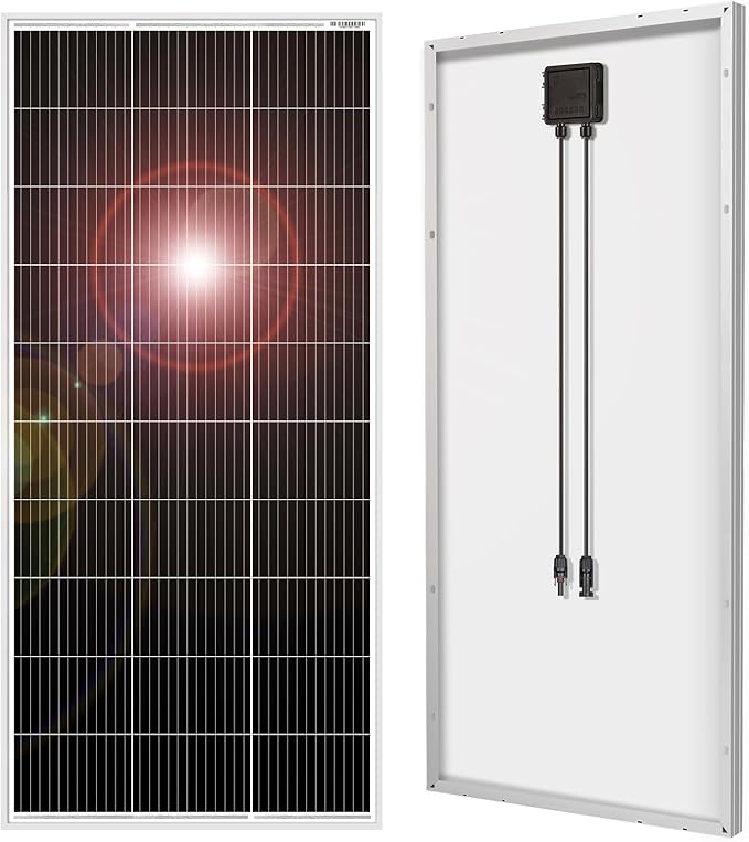 DOKIO 200W Monocrystalline Solar Panel 12V, 12BB Half-Cell Glass Module with Aluminum Frame, MC4 Connector, Pre-Drilled Holes, for Rooftop RV Boat Farm Off-Grid Power