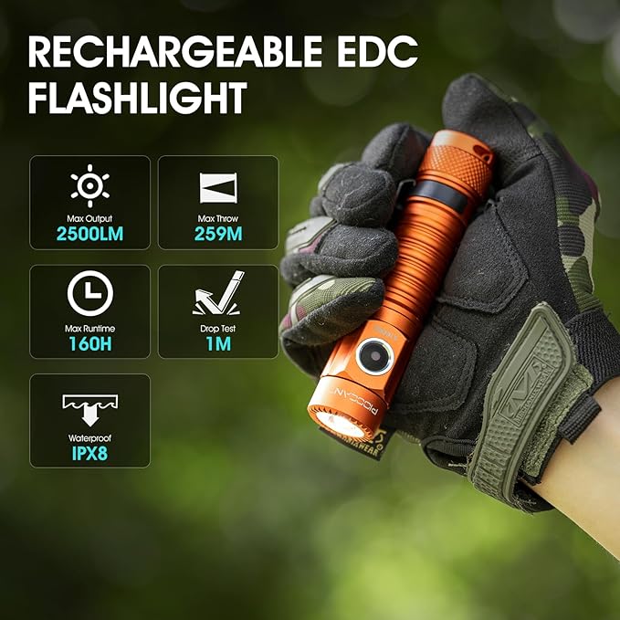 S10Pro LED Flashlight Rechargeable,Bright Flashlight 2500 Lumen,Tactical EDC Flashlight Magnetic Base,Mini Size Waterproof Flash Lights for Outdoor,Home,Gifts,Collections,Tools