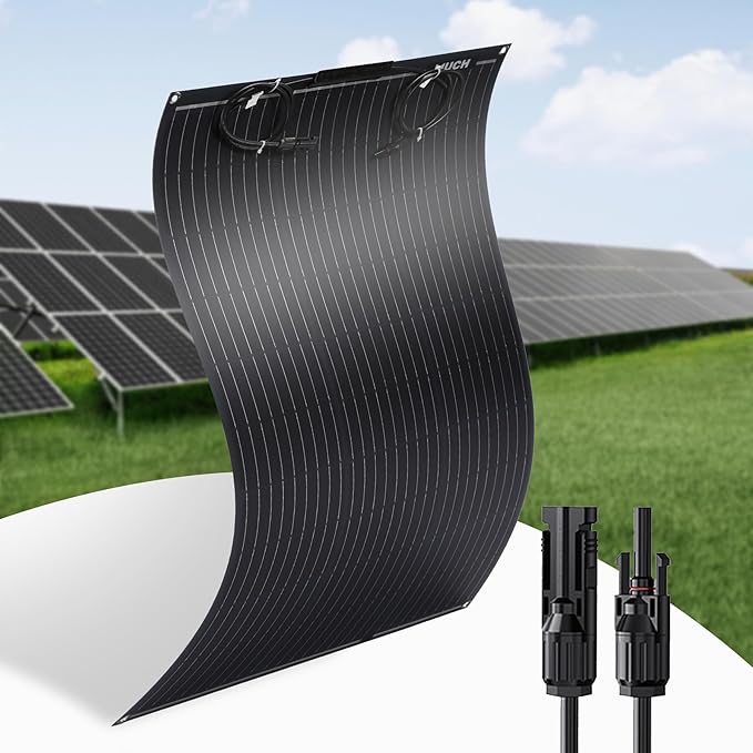 100W Semi-Flexible Solar Panel 12V Monocrystalline Ultra-Flexible Bendable Mono Off-Grid Charger for Marine RV Cabin Van Car Boat Curve Surfaces