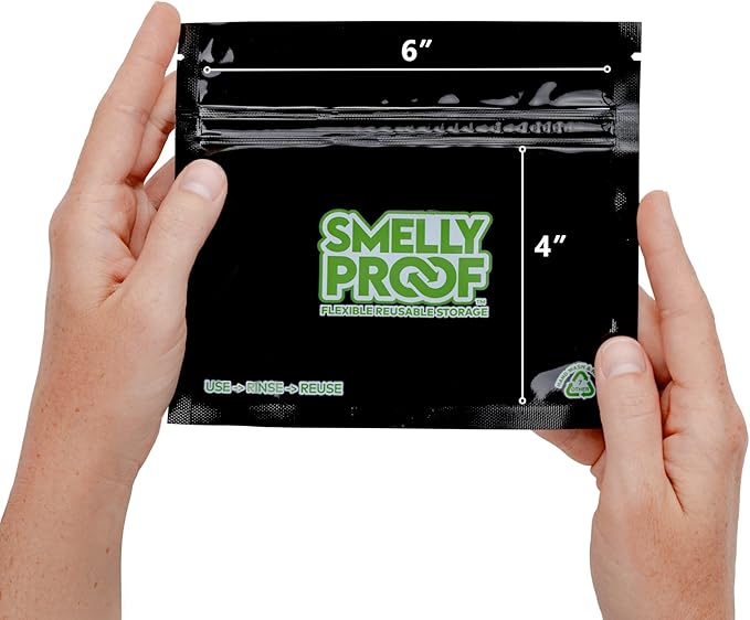 10pk 4-MIL Thick HEAVY DUTY Smelly Proof Reusable Bags Black, USA-Made, Reusable Food Storage Bags, Sandwich Bags, Reusable Freezer Bags, Non-Silicone Bags, 10 x Reusable Bag, 6" x 4"
