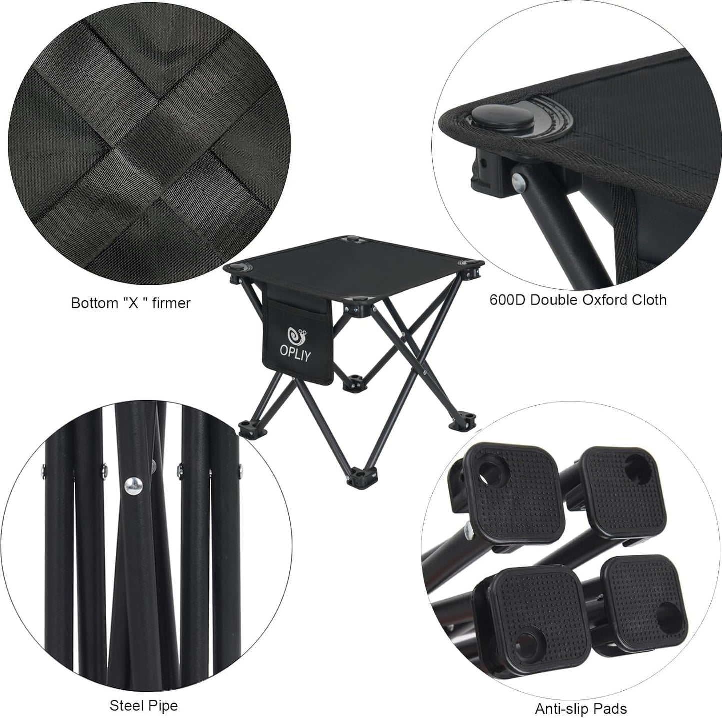 Opliy Camping Stool 2 Pack,13 Inch Portable Folding Stool for Outdoor Gardening and Beach Hiking