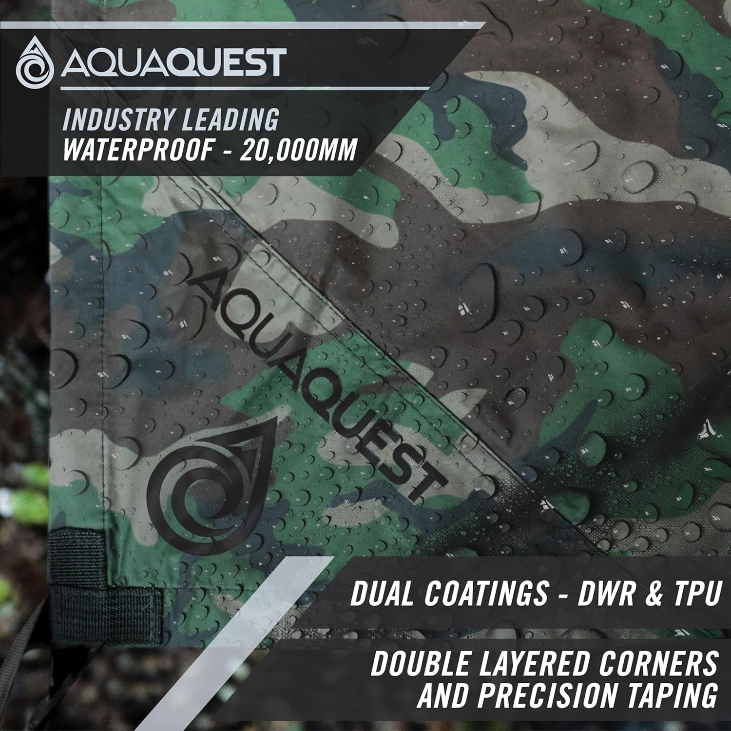AquaQuest Defender Tarp – Heavy-Duty Waterproof (20,000 mm) Seam-Taped Rain Fly for Camping