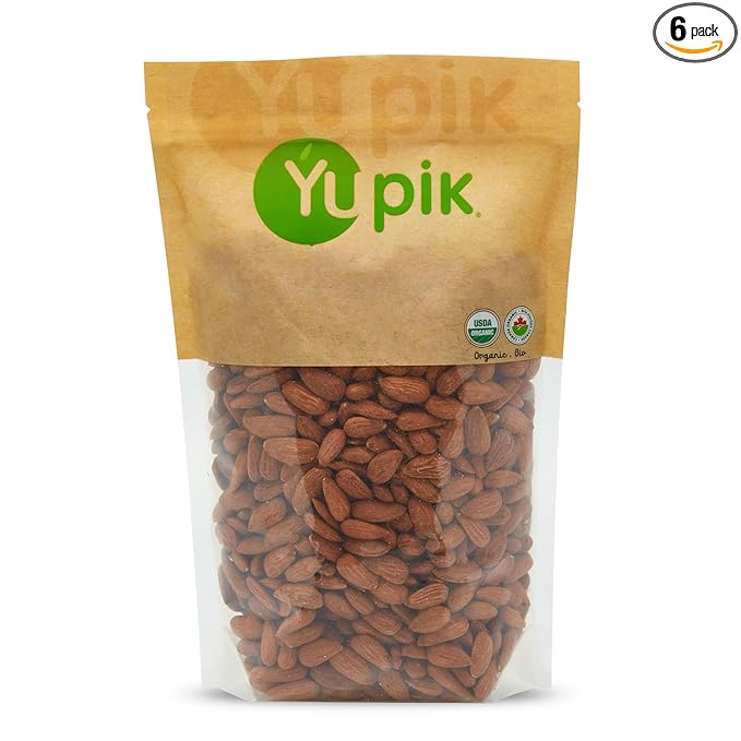 Yupik Nuts Organic Raw European Almonds, 2.2 lb, Non-GMO, Vegan, Gluten-Free (Pack of 6)