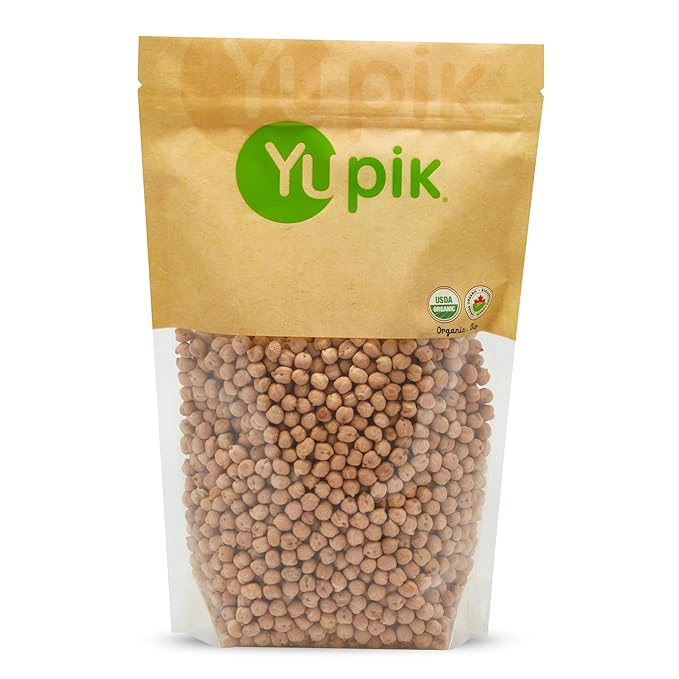 Yupik Organic Raw Chickpeas, Garbanzo Beans, 2.2 lb (35.2 oz), Non-GMO, Vegan, Gluten-Free, Kosher, USDA Certified, High-Protein Legumes for Hummus, Soups, Salads & Toppings, Chick Peas