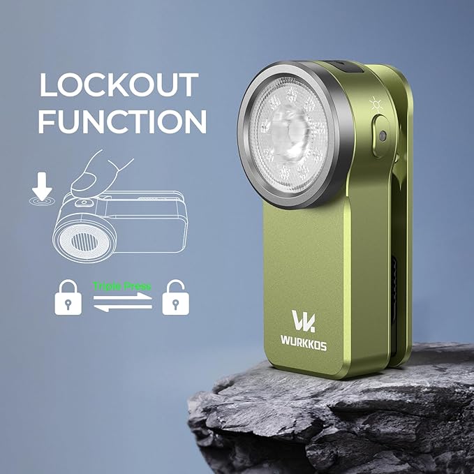 Wurkkos HD03 Rechargeable Flashlights EDC Clip-on Light, Bright 680 Lumens Pocket Flashlight, Combines Spotlight/Floodlight/RGB Light, Magnetic, IPX6 Waterproof for Cycling, Repairing (Olive Green)