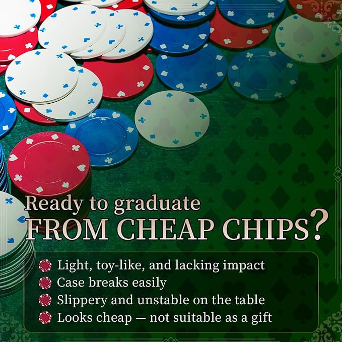 Poker Chip Set ??100 Clay Chips with Carrying Case, Beginner-Friendly, Home Casino, Gift-Ready, Casino Grade