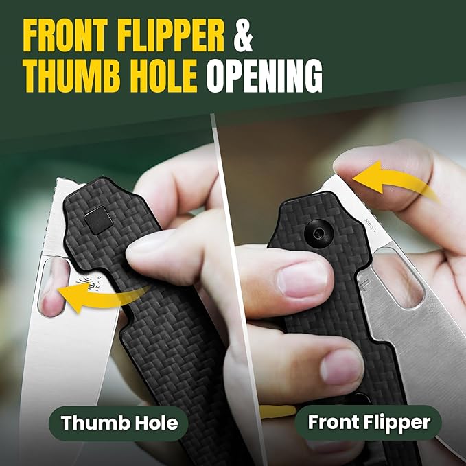 Kizer Varatas Pocket Knife, 3.24” Nitro V G10 Carbon Fiber Handle Folding Knife, EDC Knife for Men Women, Liner Lock Camping Folding Knife with Pocket Clip, Survival Hunting knives V3637A2