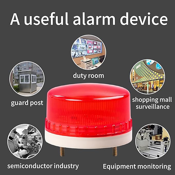 LTE-5061J LED Strobe Warning Light with Buzzer, 110V Screw Mount Beacon Alarm Lamp for Factory Equipment, Warehouse Safety, Construction Machinery, Waterproof, Green (Flashing + Sound)
