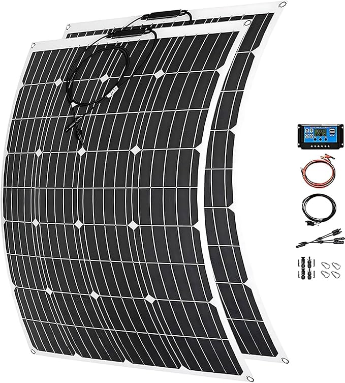 1000 Watt Solar Panel Kit, with 40A Charge Controller 2pcs 500 Watt Flexible Monocrystalline Solar Panel for 12-24V Battery Charging Car Battery Camper RV Yacht Boat