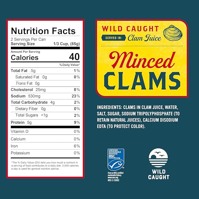 Snow's Clams Pantry Bundle - 1 Bottle Clam Juice, 1 Can Chopped Clams, and 1 Can Minced Clams - Clams for Chowders, Soups, and Stews