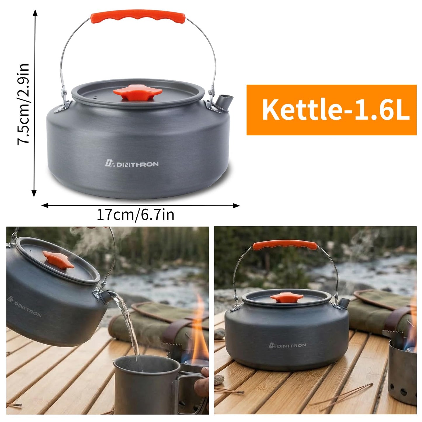 DINITHRON 18-Piece Large Capacity Camping Cookware Set Aluminum Mess Kit