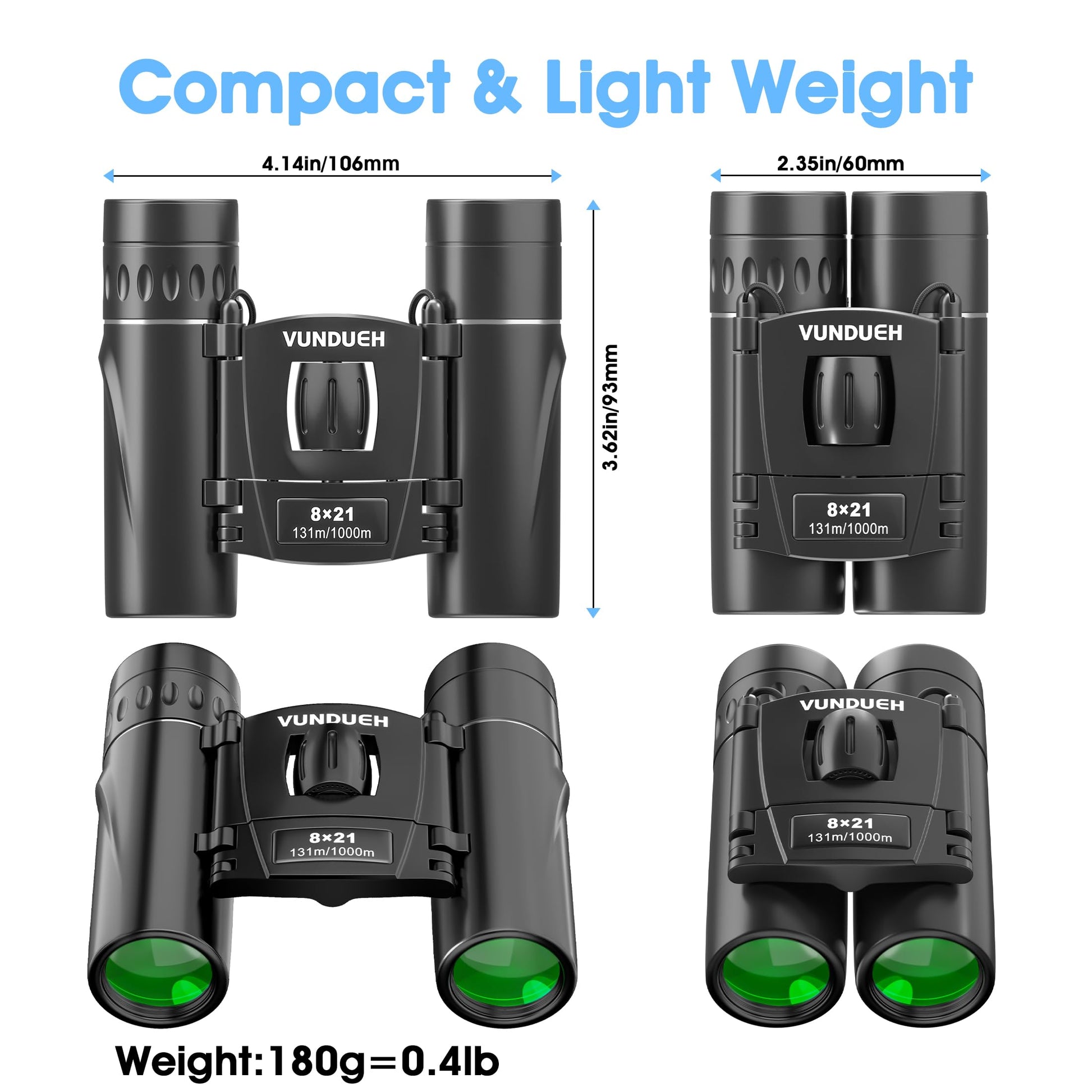Mini Compact Binoculars for Adults and Kids - Waterproof High Powered Easy Focus Small Binocular