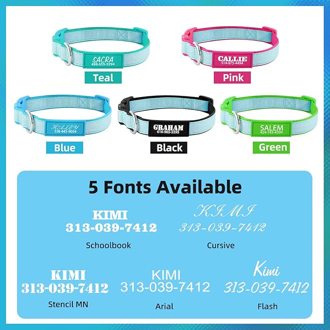 Personalized Dog Collars for Small & Large Dogs with Custom Name and Phone Numbers, Glow in The Dark Adjustable Glowing Luminous Collar(Fluorescent Glow)