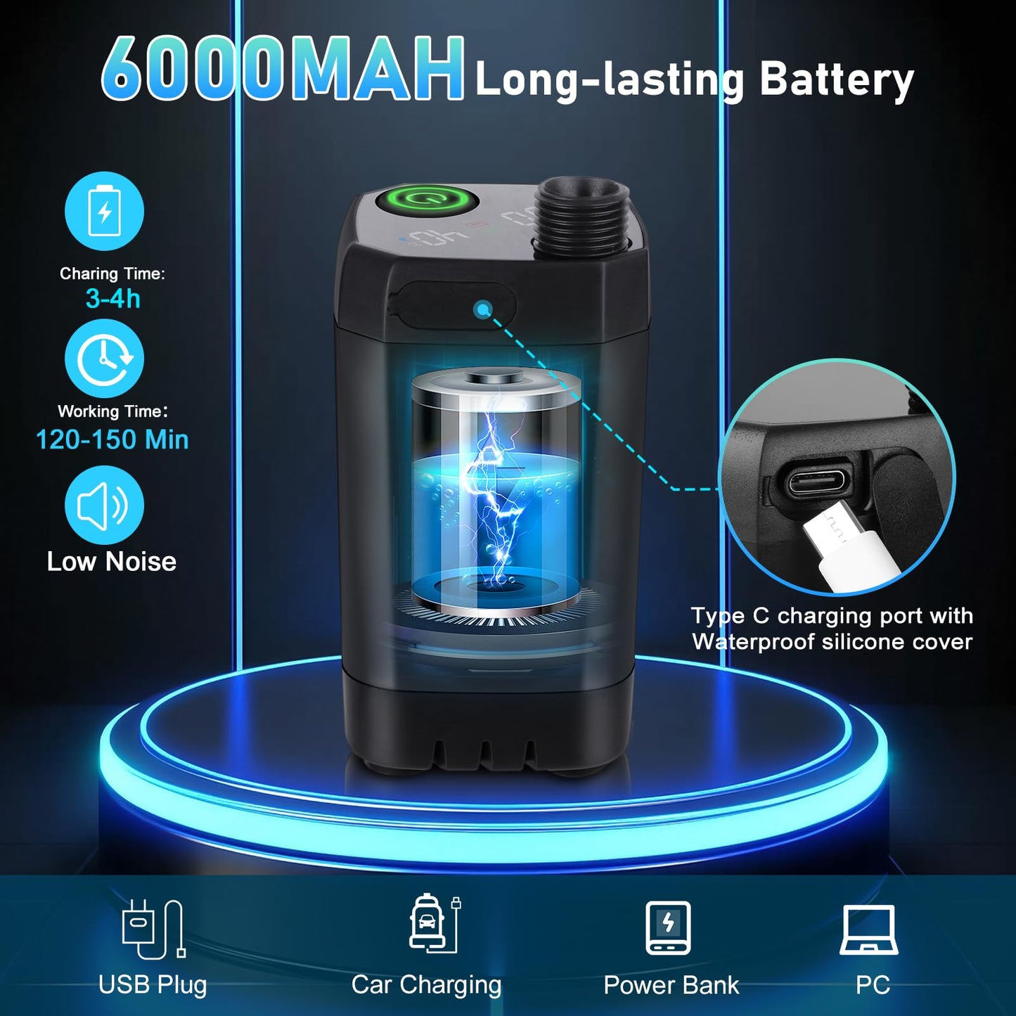 Spopal Rechargeable Camping Shower with Collapsible Bucket Handle 20L