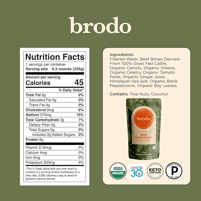 Brodo Bone Broth Bundle, Variety, Classic, and Chicken Packs, 8.3 oz (18 Cups Total)