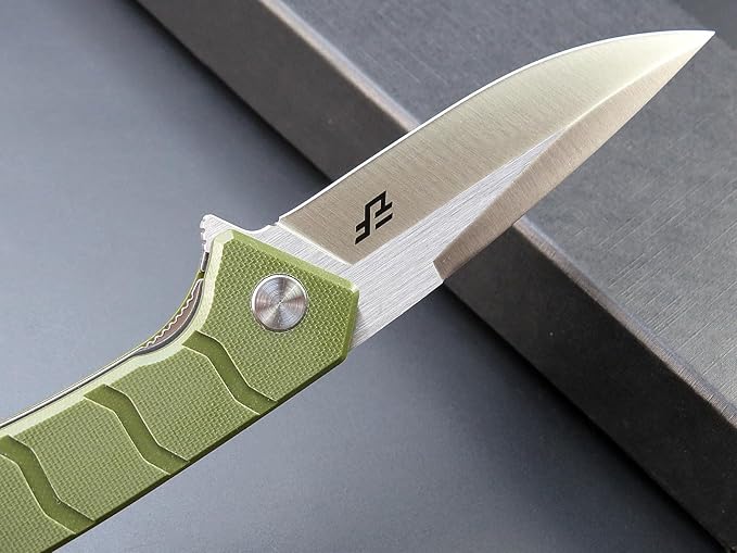 Eafengrow EF234 Folding Knife D2 Steel Blade G10 Handle EDC Tool Knives for Outdoor Working Camping Fishing(green)