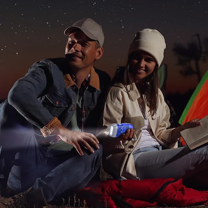 Treela 36 Pcs Hand Crank Flashlights Operation Christmas Bulk Items Squeeze Flashlight No Battery Required Torchlight 3 Powered Charging for Emergency(Red, Blue, Orange, Purple)