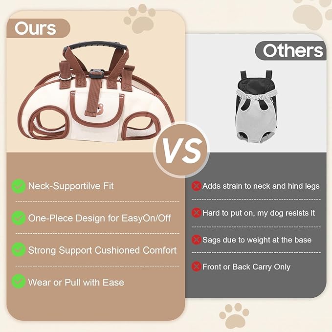 Dog Lift Harness, Breathable Dog Carrier Bag, Portable Pet Carrier Sling with Adjustable Leash for Small Dogs (L)