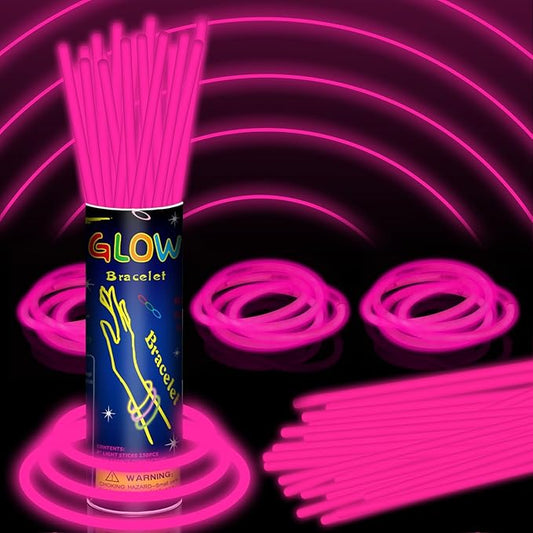 150 Pack 8” Pink Glow Sticks Bulk with 150 Connectors Neon Glow In The Dark Party favors Supplies for Holiday Birthday Party Decoration (Pink)