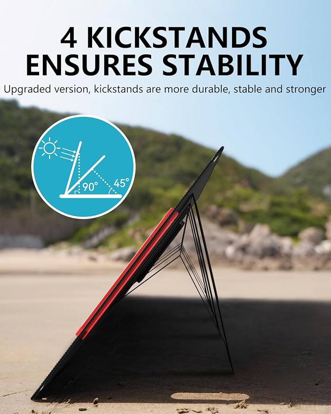 ELECAENTA 200W Portable Solar Panel, 25% High Efficiency (Upgraded Version), Ultra Light with Kickstands, Flexible and Foldable ETFE Solar Charger for Power Station Outdoor Camping RV Home Backup