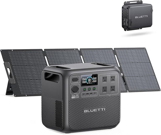 BLUETTI Elite 200 V2 Solar Generator with 200W Panel and Charger 1 (Ships Separately), 2073.6Wh Portable Power Station, w/4 2600W AC, 560W DC-DC Car Charger, for RV, Camping, Emergency Use