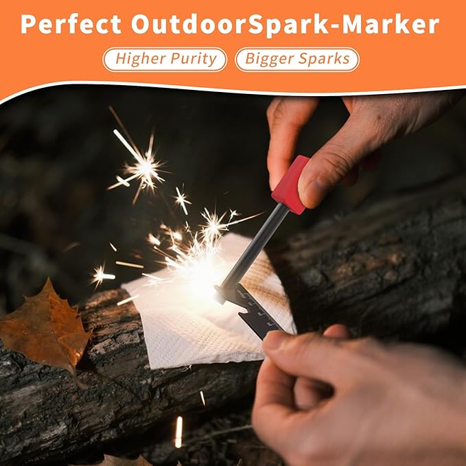 Fire Starter Ferro Rod 3.9" x 5/16", 12,000 Strikes Survival Flint 6-in-1 Striker, Waterproof Compact Magnesium Fire Starter for Camping Hiking Emergency