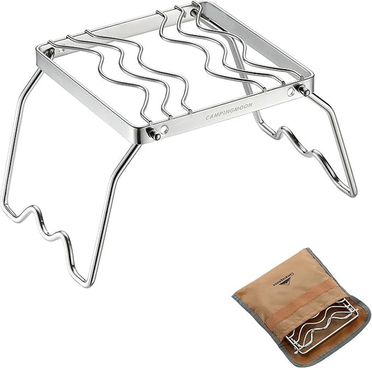CAMPINGMOON Portable Folding Camping Campfire Grill over Fire Split Stoves 304 Stainless Steel (7?™’L (MS-1001))