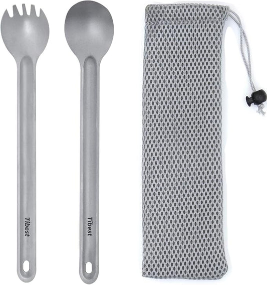 Titanium Spork Long Handle Camping Spoon Backpacking Spork Titanium Long Spoon, Ultra Lightweight Camping Utensil for Backpacking, Hiking, Outdoors