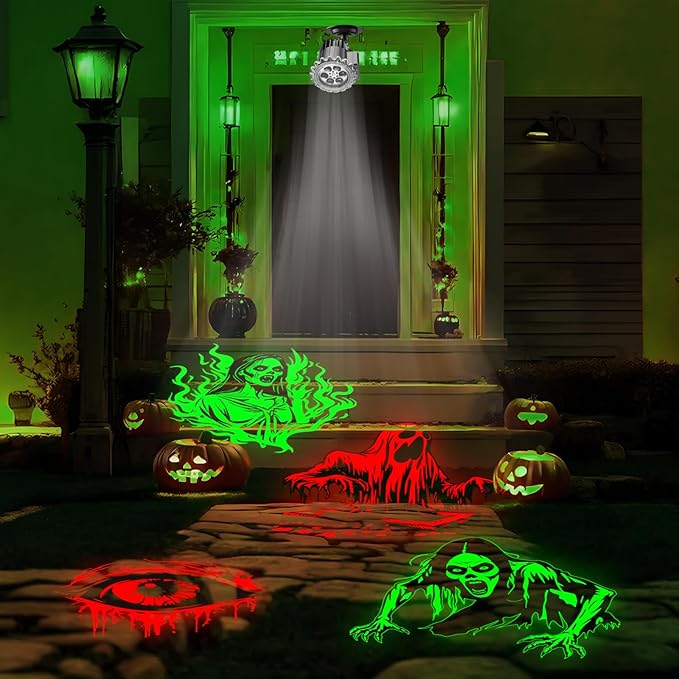 Halloween Projector Lights Outdoor - LED Rotating Skull & Ghost Projection Light, Waterproof Halloween Light Projector, Indoor/Outdoor Decor for Home, Yard, Party, Window & Wall