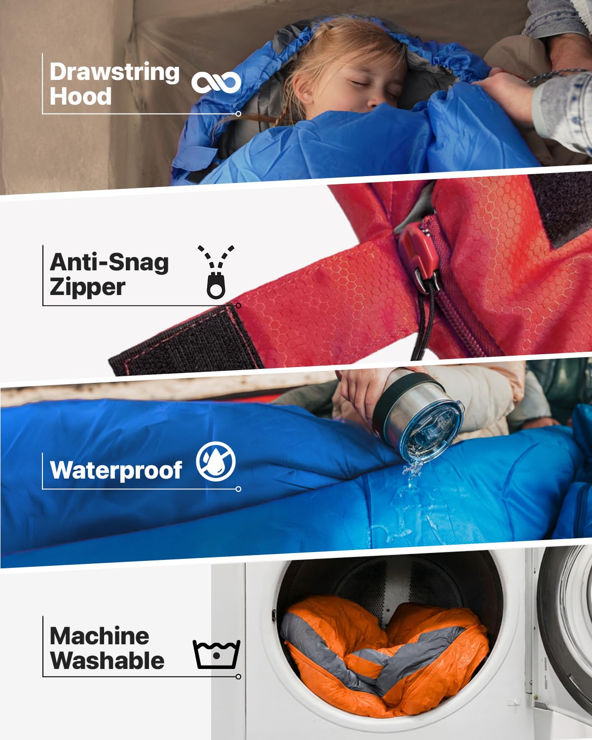 MalloMe Sleeping Bags for Adults Cold Weather & Warm - Backpacking Camping Sleeping Bag for Kids