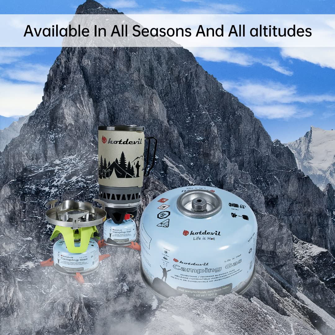 Hotdevil 100 Grams Camping Stove Fuel Butane Propane Blend Isobutane Fuel Canister (4 packs)