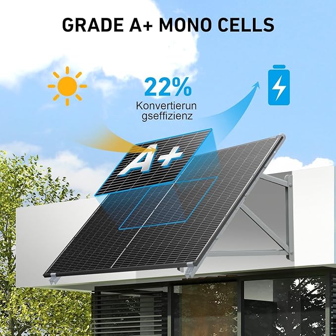 DOKIO 800W (2×400W) Mono Solar Panels 12/24V, 3 m Leads per Panel for Garden/Yard - Home/Backyard Shed or Cabin, Off-Grid 12V?”Use Parallel for Stable Output, Fewer Joints, Quick Setup