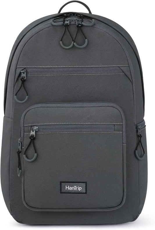 Carry On Travel Backpack For Women, 18 Inch Water Resistant Large Backpack Lightweight Bookbag For Men, 8x14x18 Personal Item Bag Casual Daypack Backpacks For Work Office Commuter (Dark Gray)