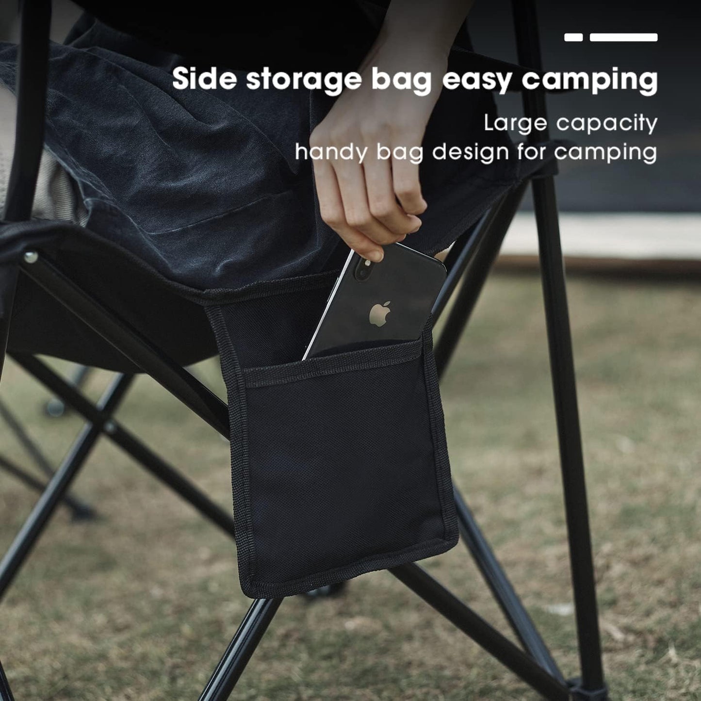 Damei century 4Pack Folding Camping Chairs, Portable for Beach, Lawn, Black