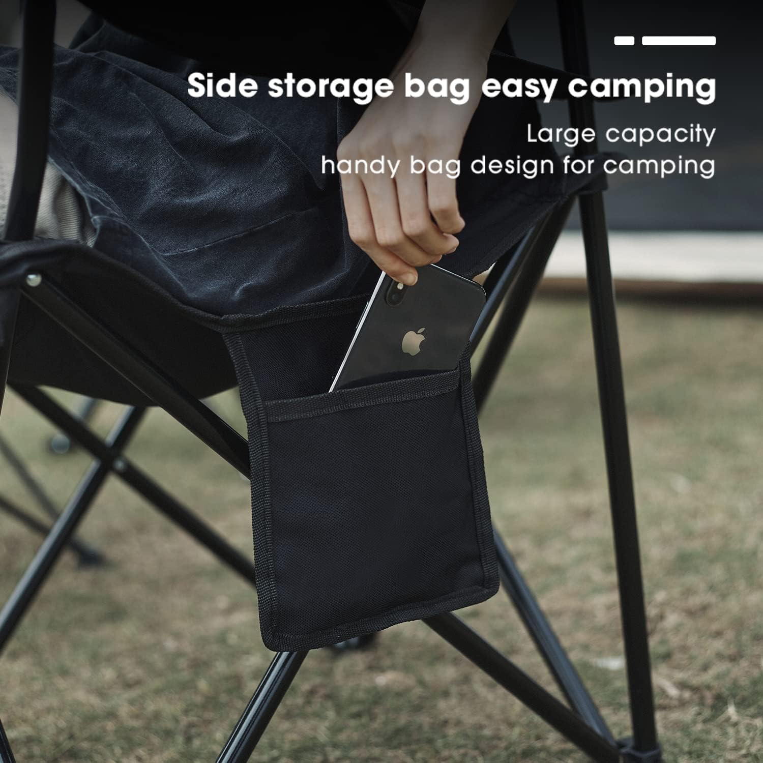 Damei century 4Pack Folding Camping Chairs, Portable for Beach, Lawn, Black